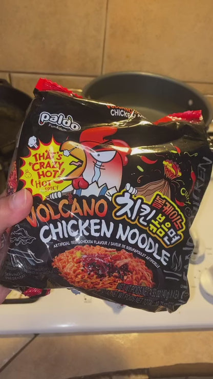 Paldo Volcano Hot and Spicy Chicken Instant Noodles 4 Pack
